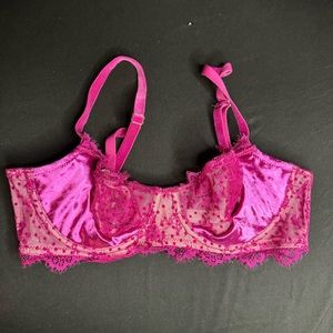 Victorias Secret Magenta Lace Balconette Bra 34B NWOT